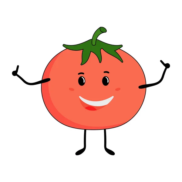 Flache Illustration Der Fröhlichen Tomaten Cartoon Tanz Ikone — Stockvektor