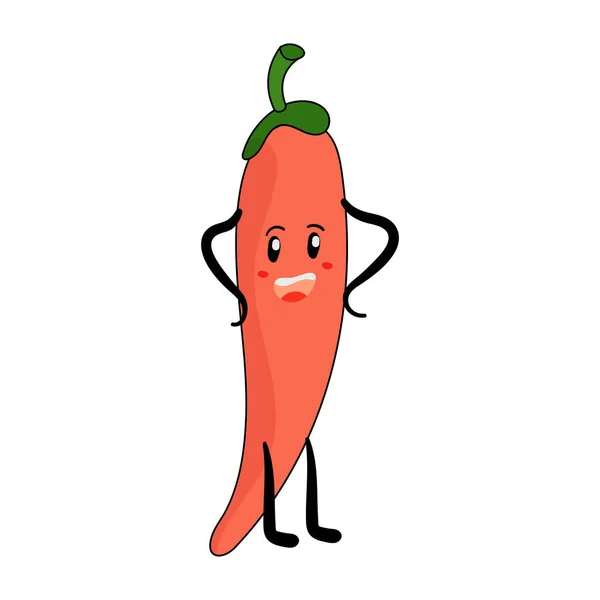 Angry Looking Chili Cartoon Icône Debout — Image vectorielle