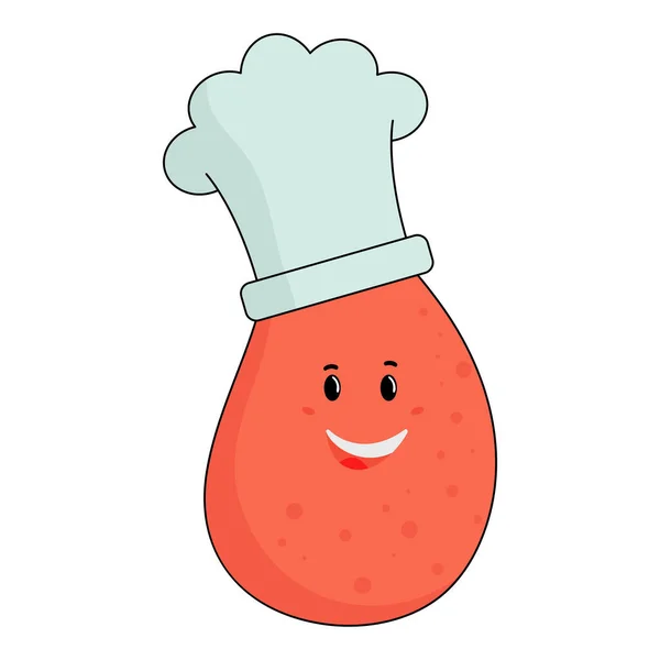 Glückliche Rote Kartoffel Mit Kochmütze Flache Ikone — Stockvektor