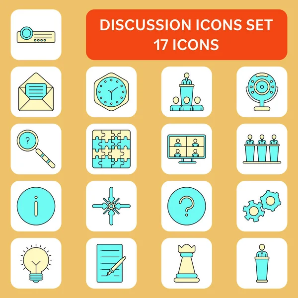 Turquoise Yellow Discussion Icon Set Yellow Square Background - Stok Vektor