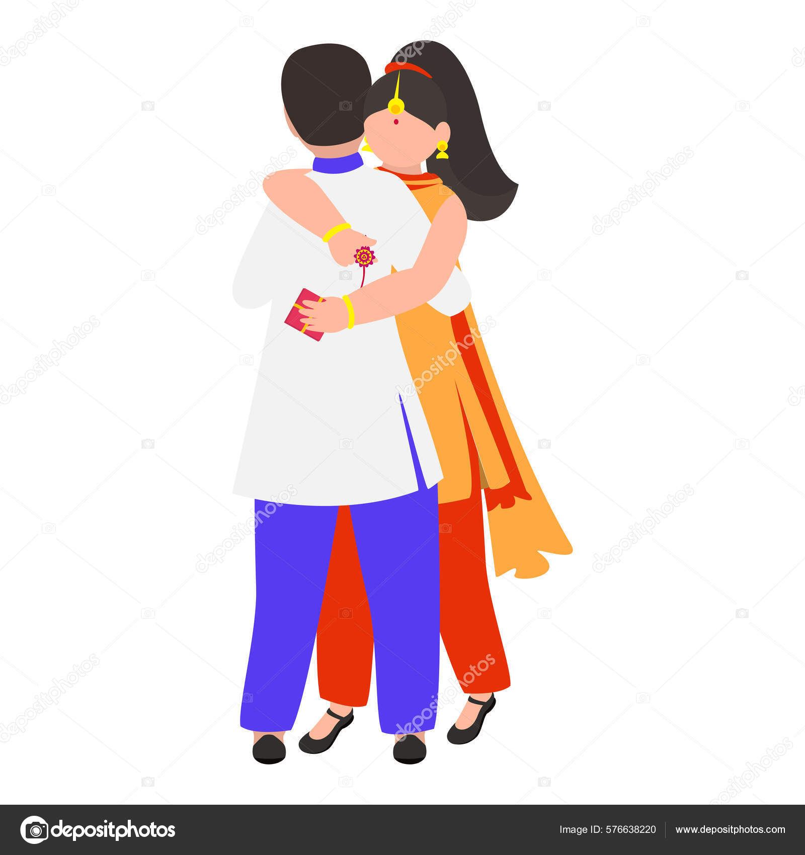 Jeune Fille Indienne Sans Visage Étreignant Son Frère Sur Fond Vecteur par  ©alliesinteract 576638220