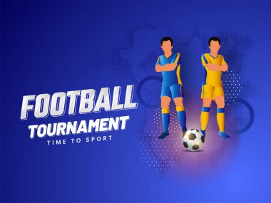 Kimliği Olmayan Futbolcuların Mavi Yarıtondaki Takımlar Etkisi İçin Futbol Turnuvası Konsepti.