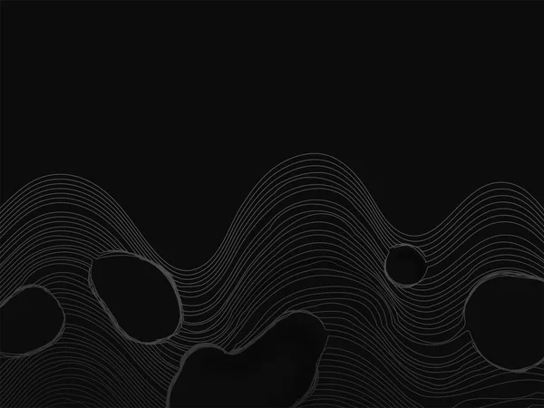 Black Background Wavy Lines Motion Copy Space — Stock Vector