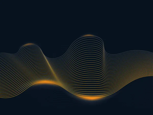 アブストラクト光沢のある波線の動きと青の背景 — ストックベクタ