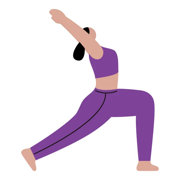 Caricature Jeune Femme Faisant Exercice Sur Fond Blanc — Image vectorielle