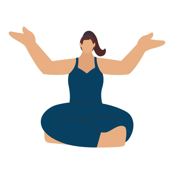 Mujer Joven Sin Rostro Sentado Meditación Loto Pose Sobre Fondo — Archivo Imágenes Vectoriales
