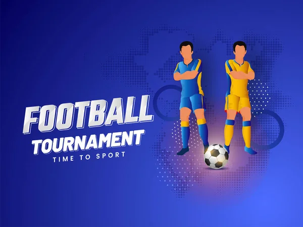Voetbal Toernooi Concept Met Gezichtsloze Voetballer Spelers Van Deelnemende Teams — Stockvector