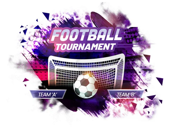Sticker Style Football Tournament Font Participating Team Purple Brush Stroke — Stock Vector