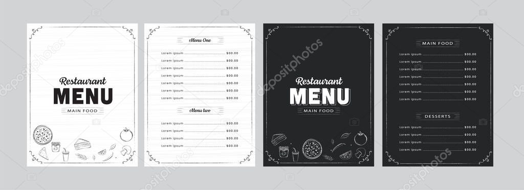 Restaurant Menu Card Template Layout In Red And White Color Options.