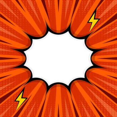 Turuncu Işınlı Noktalı Arkaplanda Şimşek Yıldırımlı Boş Yıldız patlaması İşareti.