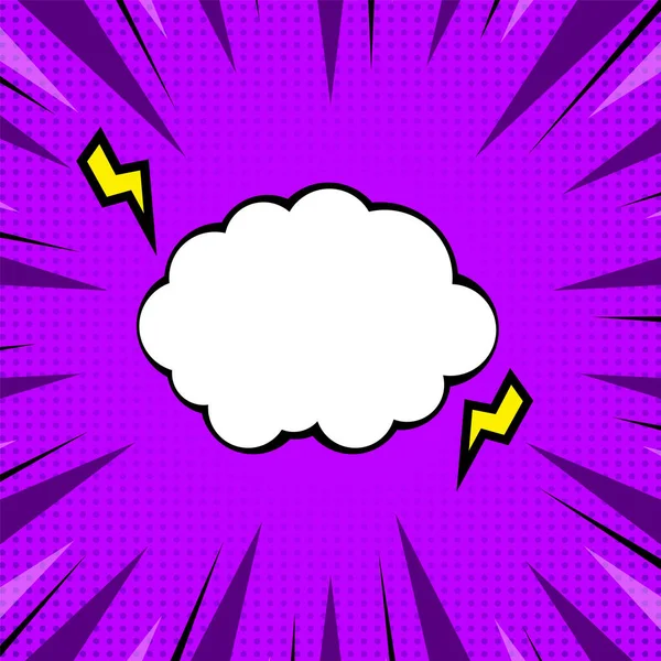 Порожня Рамка Форми Хмари Блискавками Фіолетовому Фоні Променів — стоковий вектор