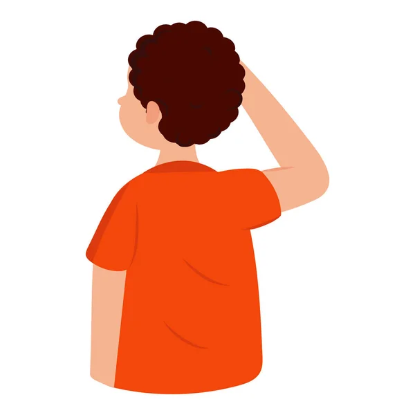 Back View Indian Young Boy Saluting White Background — Stock Vector