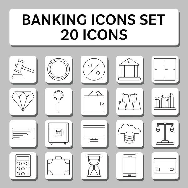 Schwarzes Lineares Banking Symbol Auf Grauem Quadrat Hintergrund — Stockvektor