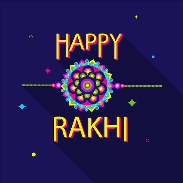 Glad Rakhi Lettering Med Rakhi Armband Blå Bakgrund — Stock vektor