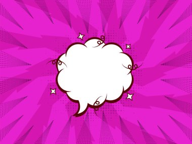 Yıldızlarla kaplı boş bulut kabarcığı ve Magenta Yıldırımları 'na noktalanmış ışık arka planı.