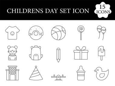 15 Çocuk Günü Simgesi Doğrusal olarak Ayarlandı.