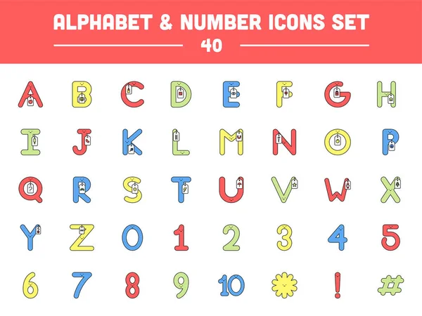 Cartoon Grappig Alfabet Met Woorden Tag Numerieke Letter Character Set — Stockvector