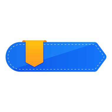 Mavi ve Krom Sarı Renkli Boş Etiket veya Etiket Elemanı.