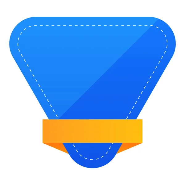 Empty Triangular Label Tag Element Blue Chrome Yellow Color — ストックベクタ