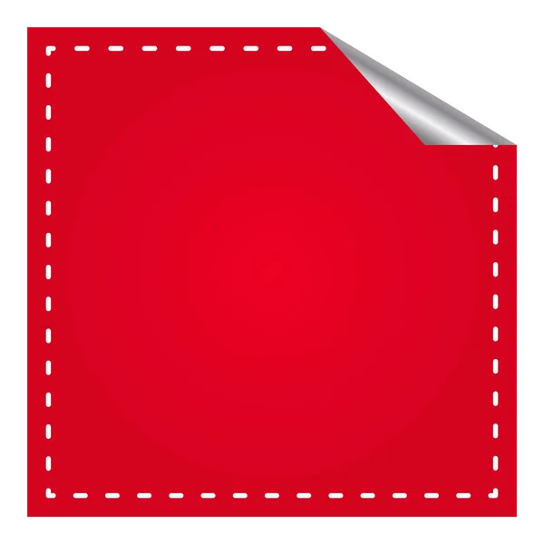 Empty Curl Square Sticker Label Element Red Color — Stock Vector