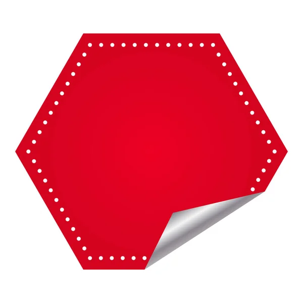Empty Curl Hexagon Shape Label Element Red Color — Stock vektor