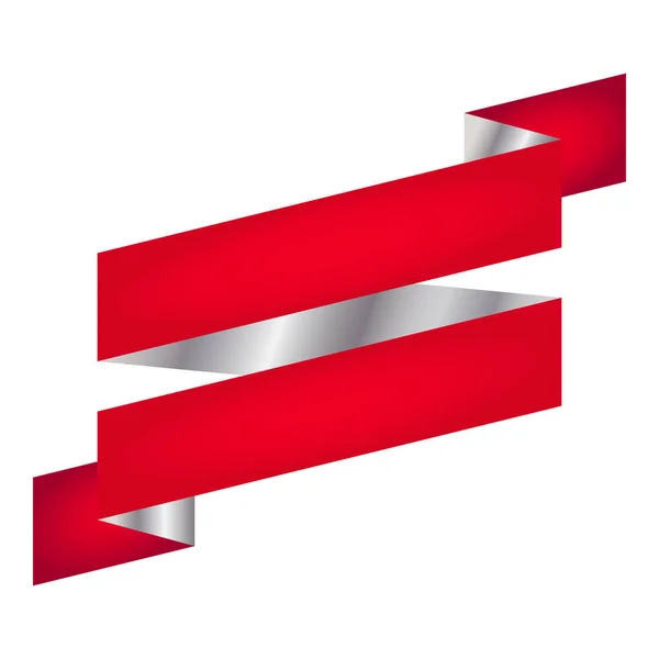 Empty Ribbon Element Red Silver Color — Vettoriale Stock