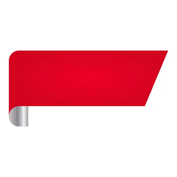 Lege Krullenbol Papier Tag Banner Rode Kleur — Stockvector