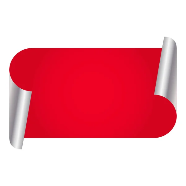 Empty Curl Paper Label Ribbon Element Red Silver Color — 스톡 벡터