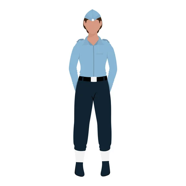 Faceless Air Force Female Officer Standing White Background — Vector de stock
