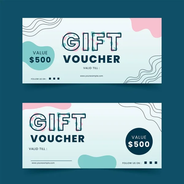 Set Gift Voucher Coupon Template Design Blue Background — Vettoriale Stock