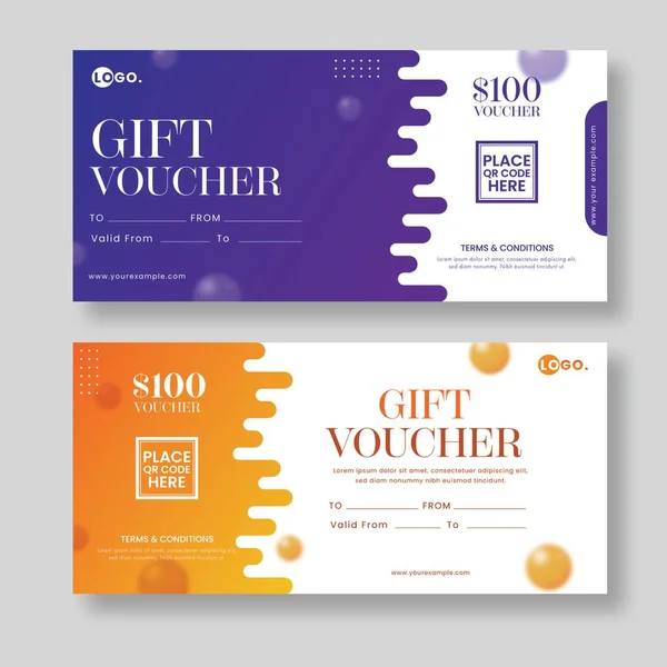 Gift Voucher Coupon Certificate Banner Design Two Color Options — ストックベクタ