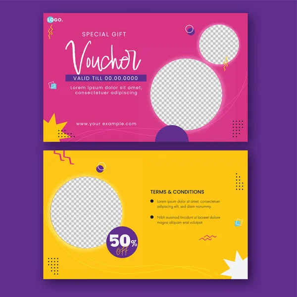 Design Del Buono Regalo Del Modello Coupon Con Spazio Immagine — Vettoriale Stock