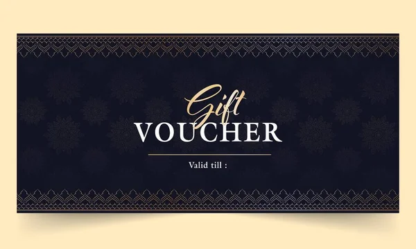 Gift Voucher Coupon Certificate Banner Design Mandala Pattern Advertising — ストックベクタ