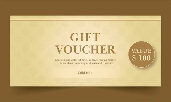 Golden Gift Voucher Coupon Banner Design Advertising — Archivo Imágenes Vectoriales