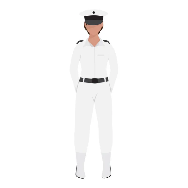 Faceless Navy Female Officer Standing White Background — ストックベクタ