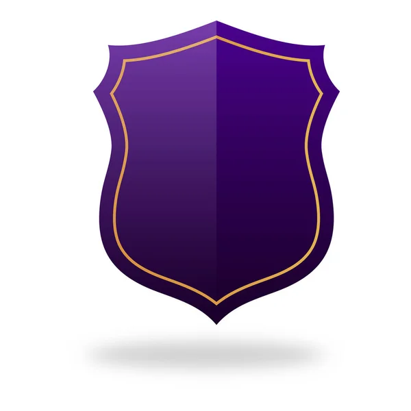 Purple Empty Shield Label Frame Element White Background — Vettoriale Stock