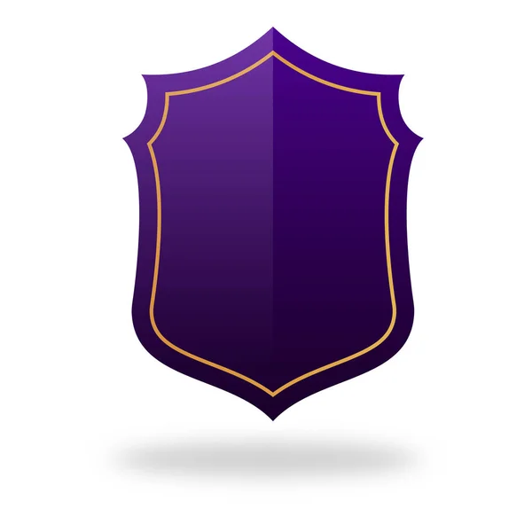 Purple Empty Shield Frame Label Element White Background — Vettoriale Stock