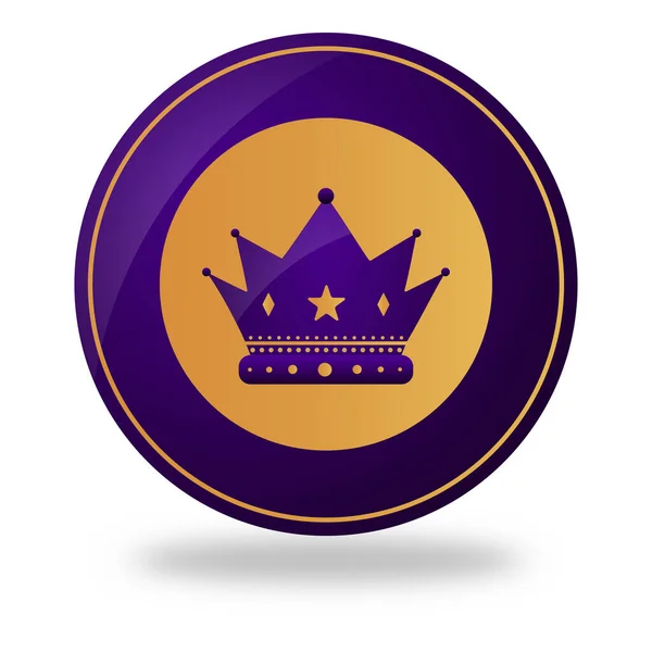 Golden Purple Crown Token Badge Element White Background — стоковий вектор