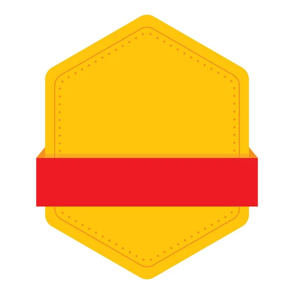 Empty Hexagon Badge Ribbon Element Yellow Red Color — Stok Vektör