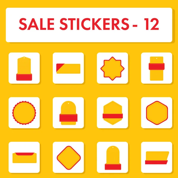 Set Sale Stickers Label Badge Element White Chrome Yellow Background — Vettoriale Stock