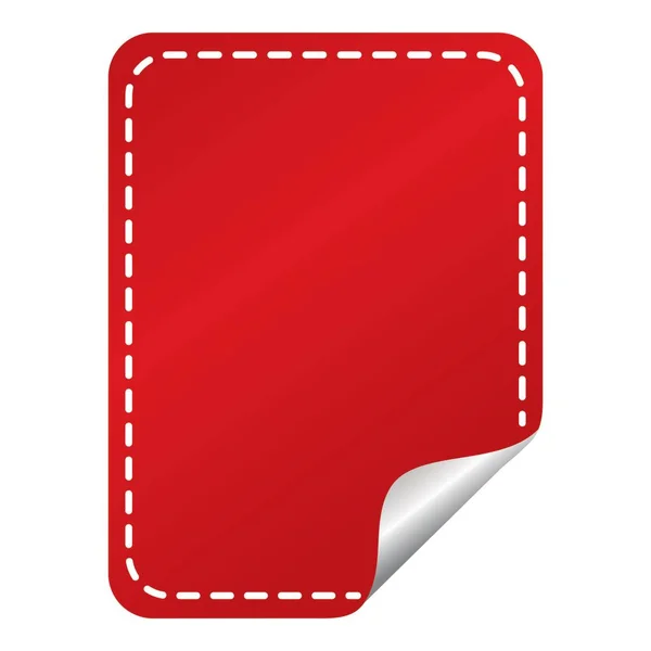 Red Empty Curl Paper Rectangle Label Element White Background — Stock vektor