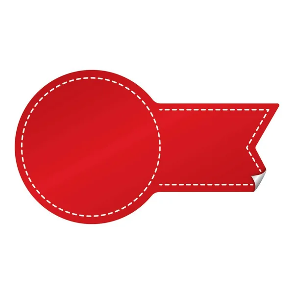 Red Empty Curl Paper Badge Label Element White Background — 스톡 벡터