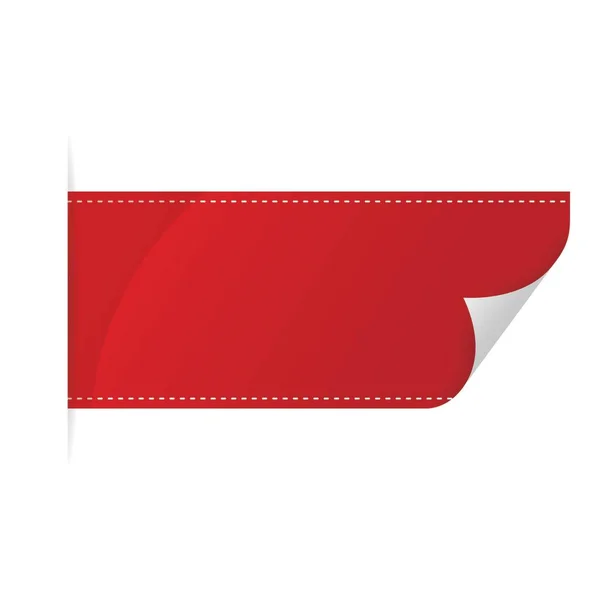 Red Blank Krullen Papier Label Label Element Witte Achtergrond — Stockvector