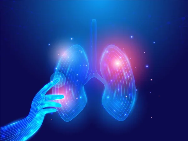 Biotechnology Concept Human Lungs Touching Hands Healthcare Background Blockchain Technology — стоковый вектор