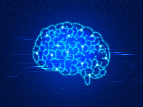 Biotechnology Concept Human Brain Virtual Healthcare Background Circuit Rays — Stockvektor