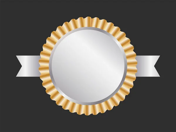 Golden Silver Blank Badge Element Black Background — Vettoriale Stock