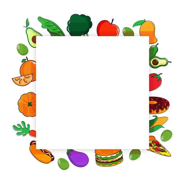 Colorful Fruits Vegetables Post Text Space World Food Day — Image vectorielle