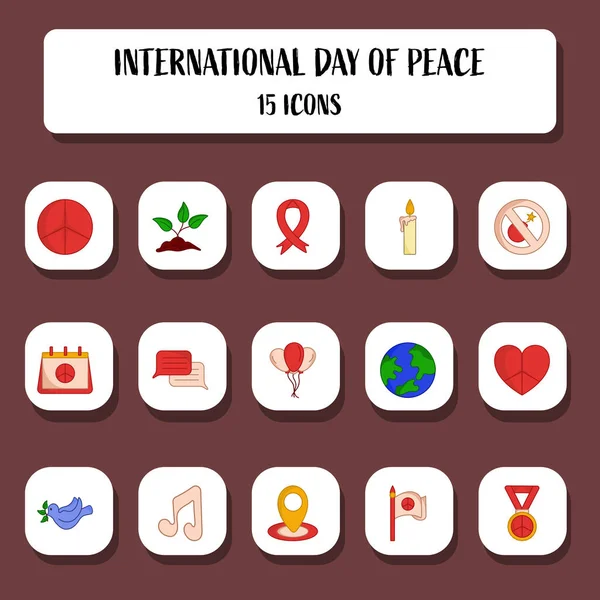 Isolated International Day Peace Icon Set Line Art — Stock Vector