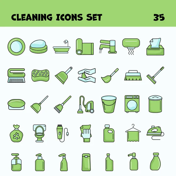 Düz Biçimli Temizleme Simgelerinin Yeşil ve Mavi Renkleri.