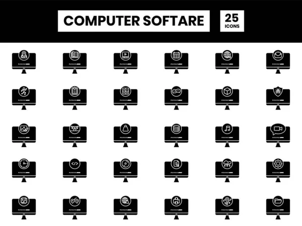 Color Set Computer Software Icons Flat Style — Archivo Imágenes Vectoriales